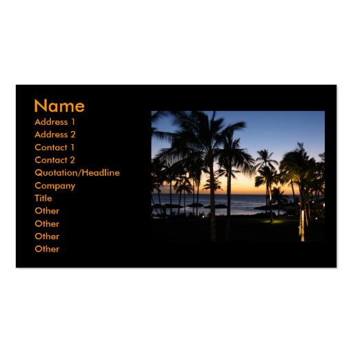 Hawaiian Sunset Business Cards (front side)