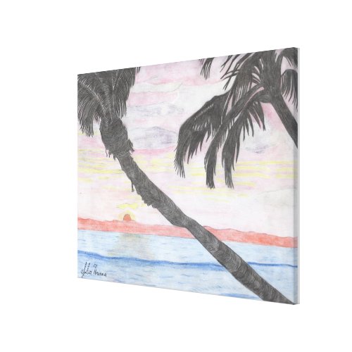 Hawaiian Sunset by Julia Hanna Stretched Canvas Print