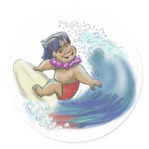 hawaiian surfer stickers