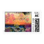 Hawaiian Surfers at Sunset/save date/DIY postage