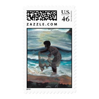 hawaiian throw net fisherman postage by organicdrew