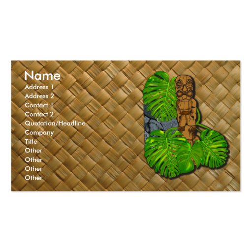 Hawaiian Tiki Lauhala Business Cards