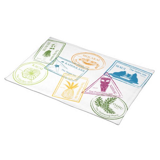Hawaiian Tropical Passport Stamp Placemat Zazzle