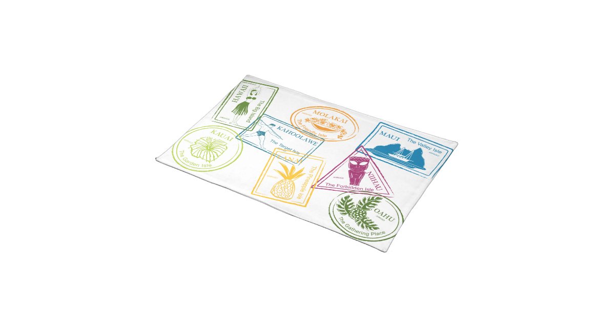 Hawaiian Tropical Passport Stamp Placemat Zazzle
