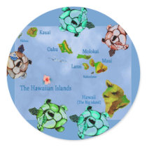 Hawaiian Turtles & map sticker