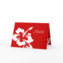 Hawaiian Wedding Thank You Cards Hibiscus Red