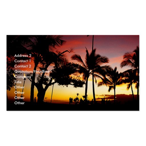 Hawaiin theme business card (front side)