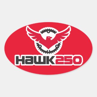 Hawk 250 Logo Red Background Oval Sticker