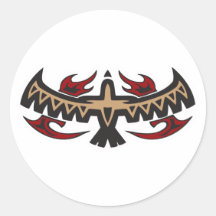 Hawk Eagle Tribal Tattoo Round Stickers