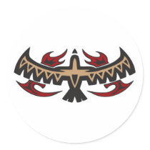 Hawk Eagle Tribal Tattoo Round Stickers