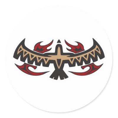 Hawk Eagle Tribal Tattoo Round Stickers by doonidesigns