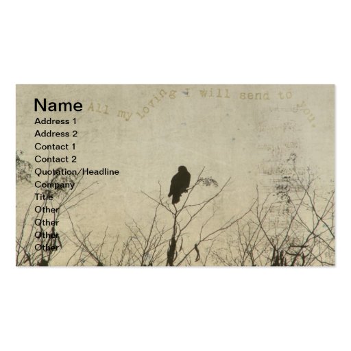 Hawk Love, Hawk in Tree Branches Digital Art Business Cards (front side)