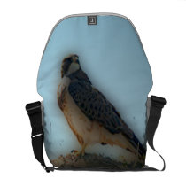 'Hawk Perched on a Post' Messenger Bags