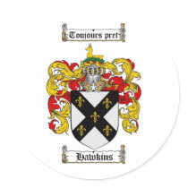 HAWKINS FAMILY CREST -  HAWKINS COAT OF ARMS stickers
