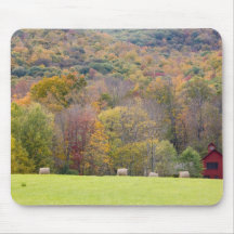 Hay bales and fall foliage, on a farm in mousepad