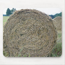 Hay bales in a field under the sky mouse pad