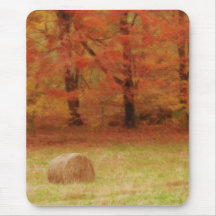 Hay Harvest In The Autumn Field Mousepads