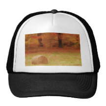 Hay Harvest In The Autumn Field Trucker Hats