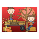 Hay Ride Autumn Party Invite -African Amer girl