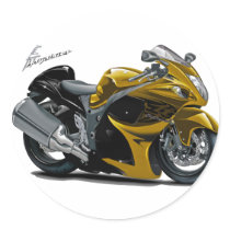 Hayabusa Gold Bike Round Sticker
