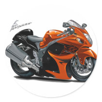 Hayabusa Orange Bike Round Stickers
