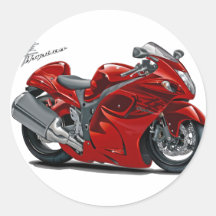 Hayabusa Red Bike Round Stickers