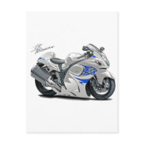 Hayabusa White-Blue Bike Postcards
