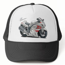 Hayabusa White-Red Bike Mesh Hats