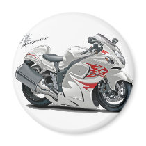 Hayabusa White-Red Bike Fridge Magnet