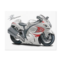 Hayabusa White-Red Bike Post Cards