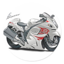 Hayabusa White-Red Bike Sticker