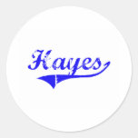 Hayes Surname Classic Style Round Stickers