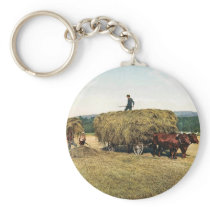 Haying in New England - Vintage 1900 Key Chain