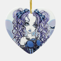 haylee, couture, fairy, gothic, cute, blue, violet, lavendar, pigtails, faery, fae, faerie, fantasy, art, myka, jelina, mika, big, eyed, faeries, Ornament with custom graphic design