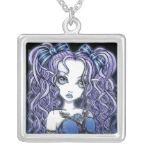 haylee, couture, fairy, gothic, cute, blue, violet, lavendar, pigtails, faery, fae, faerie, fantasy, art, myka, jelina, mika, big, eyed, faeries, Necklace with custom graphic design