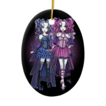 haylee, couture, fairy, maegan, pink, gothic, cute, blue, violet, lavendar, pigtails, faery, fae, faerie, fantasy, art, myka, jelina, mika, big, eyed, faeries, Ornament with custom graphic design