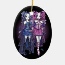 haylee, couture, fairy, maegan, pink, gothic, cute, blue, violet, lavendar, pigtails, faery, fae, faerie, fantasy, art, myka, jelina, mika, big, eyed, faeries, Ornament with custom graphic design