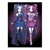 haylee, maegan, pink, purple, fairy, faery, fae, faerie, fairies, art, butterfly, butterflies, pigtails, fantasy, myka, jelina, couture, gothic, goth, characters, Postkort med brugerdefineret grafisk design