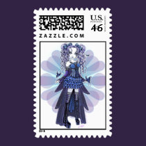"Haylee" Purple Tattoo Butterfly Fairy Art Postage stamps