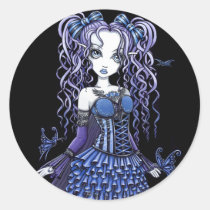 purple, butterfly, heart, tattoo, gothic, cute, blue, pigtails, fairy, faerie, faery, fae, fairies, ruffles, bows, corset, myka, jelina, art, fantasy, characters, Sticker with custom graphic design