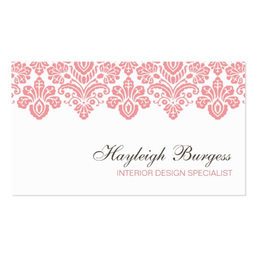 Hayleigh #1 Pink Damask Chic Business Card