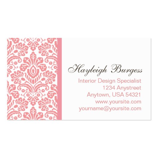 Hayleigh #2 Pink Damask Chic Business Card