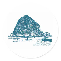 Haystack Rock Illustration Round Stickers