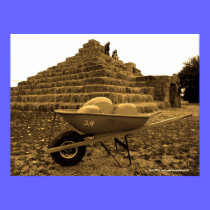 Haystack with Pumpkins & Wheelbarrow - Sepiatone posters