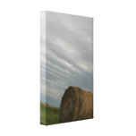 Haystack with storm clouds overhead farm photo stretched canvas print