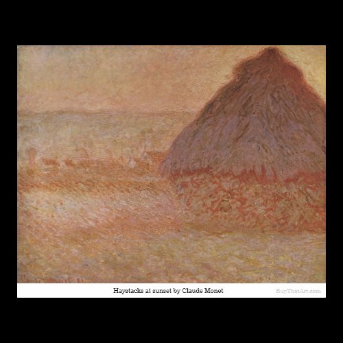 Haystacks at sunset by Claude Monet Poster
