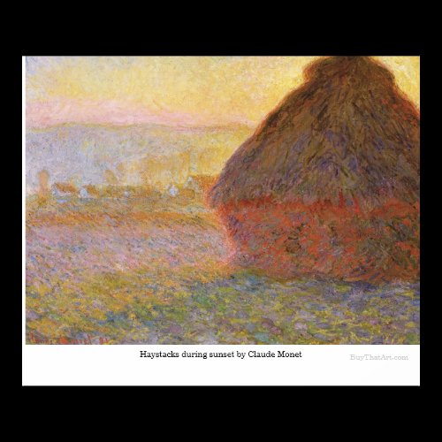 Haystacks during sunset by Claude Monet Posters