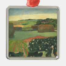 Haystacks in Brittany, Potato Field; Paul Gauguin Christmas Ornament