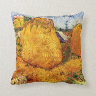 Haystacks in Provence by Van Gogh Throw Pillows