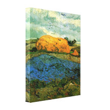 Haystacks under a Rainy Sky by Vincent van Gogh Stretched Canvas Print